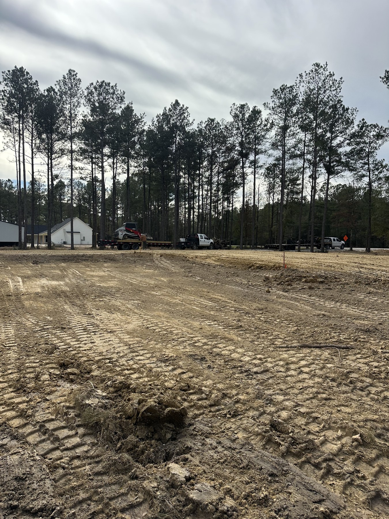 Cleared site with fresh equipment tracks