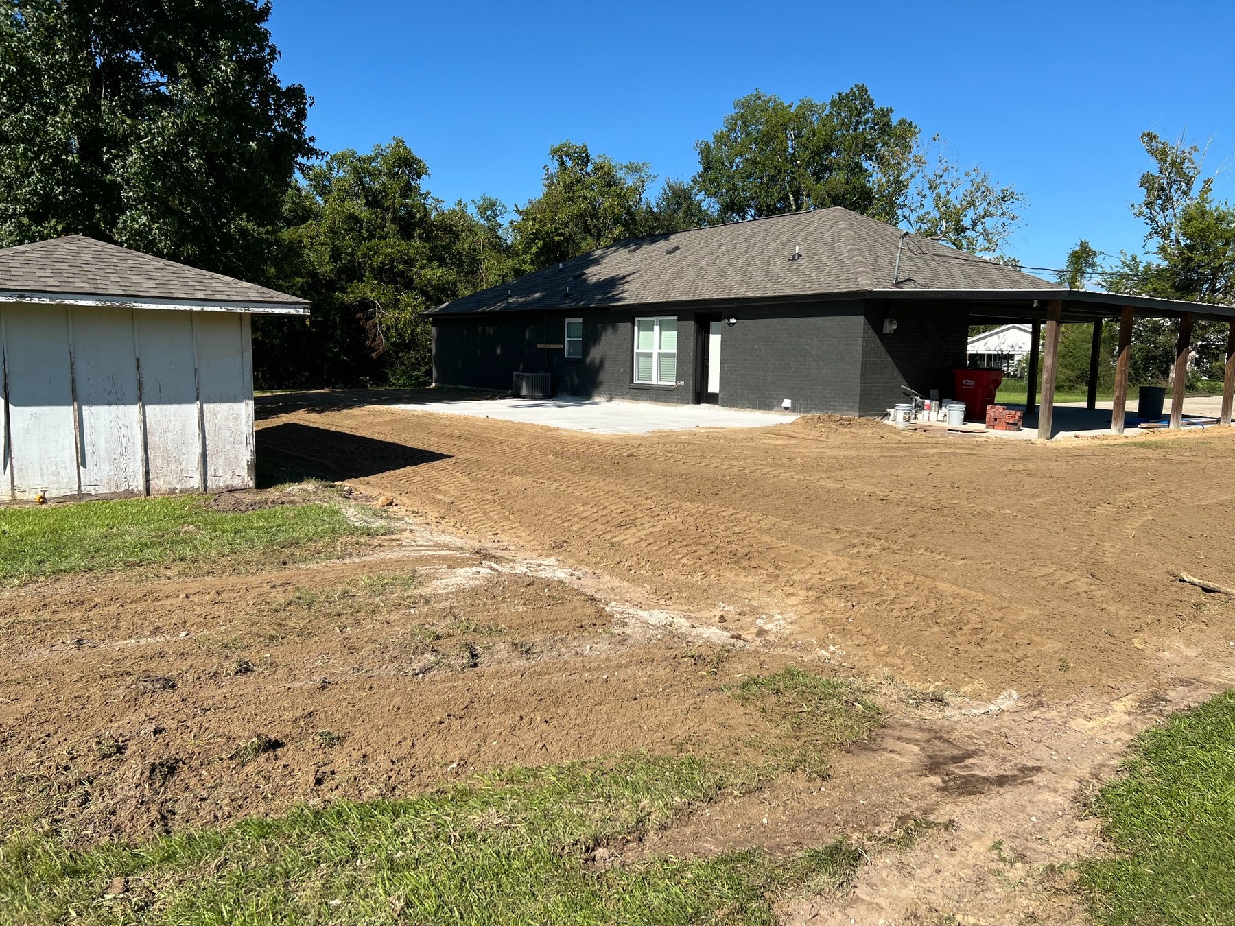 Residential yard graded and prepared around a home